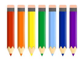 ensemble de les enfants brillant coloré des crayons dans dessin animé style. développement de la créativité dans enfant. dessin formation à école. vecteur