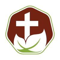 conception vectorielle d'icône de symbole de croix religieuse d'arbre. création de logo d'arbre croisé. logo de l'église des arbres. vecteur
