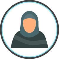 musulman femme plat cercle icône vecteur
