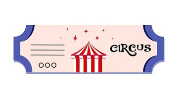 une cirque billet avec une rouge et blanc tente vecteur