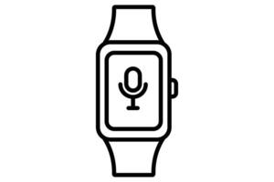 regarder icône avec microphone. icône en relation à temps la gestion communication. ligne icône style. élément illustration vecteur