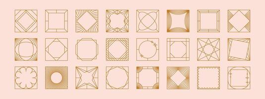moderne esthétique linéaire Cadre collection. carré cadres avec scintille et géométrique formes pour social médias ou affiche conception vecteur