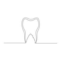 vecteur continu ligne dessin de dent isolé sur blanc Contexte illustration concept de dentaire