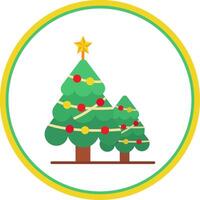 Noël arbre plat cercle Uni icône vecteur