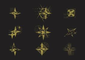 grunge élément collection - quatre pointu étoile vecteur