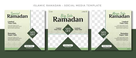 Ramadan islamique vente, vert social médias Publier modèle conception, un événement promotion vecteur bannière