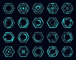 vecteur ensemble La technologie futuriste Cadre hud hexagone forme La technologie cyberpunk conception élément.
