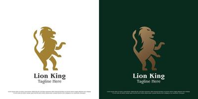 Lion crête logo conception illustration. silhouette de sauvage animal or affaires Lion mascotte croc fourrure féroce carnivore rugissement. ancien classique Royal Empire impérial entreprise icône symbole Facile élégant. vecteur