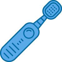 électrique brosse à dents bleu ligne rempli icône vecteur