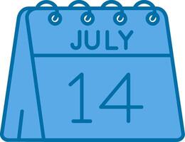 14e de juillet bleu ligne rempli icône vecteur