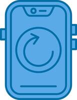 recharger bleu ligne rempli icône vecteur