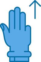 Trois les doigts en haut bleu ligne rempli icône vecteur