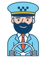 vecteur illustration de une Taxi chauffeur avec pilotage roue sur blanc Contexte.