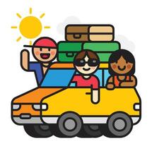 famille Voyage par auto. coloré vecteur illustration dans plat style.