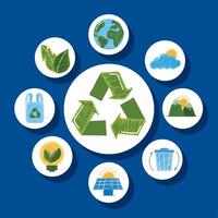 symbole de recyclage avec des icônes vecteur