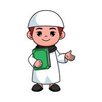 illustration conception de une musulman garçon en portant une livre vecteur