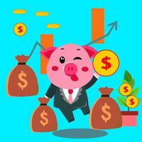 rose porc personnage vecteur graphique avec tout expression adapté pour investissement et bussines croissance présentation et mouvement