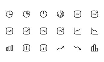 ensemble de contour Icônes en relation à analyse, infographie, analytique. modifiable accident vasculaire cérébral vecteur
