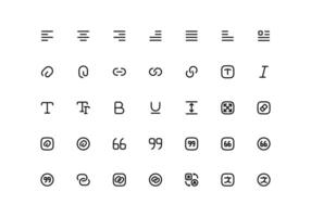 taper, paragraphe et personnage ligne Icônes ensemble. texte édition, alignement, format et autre boutons. vecteur