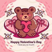 dessiné à la main la Saint-Valentin journée mignonne ours illustration vecteur