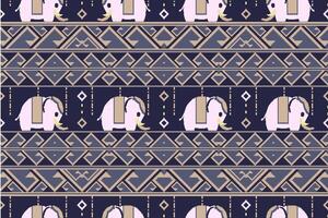 ethnique mignonne thaïlandais l'éléphant sans couture modèle. vecteur pixel art conception pour tissu, tapis, emballage, vêtements, fond d'écran, et Contexte