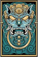 vecteur illustration de Japonais Gardien chien komainu