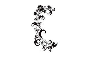 ancien floral baroque noir silhouette vecteur gratuit