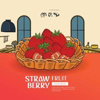 tropical fruit fraise illustration avec cuisine Contexte vecteur