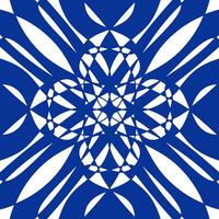 géométrique tuile modèle. concentrique bleu et blanc décoratif floral ornement. le Portugal, marocain mosaïque. Portugais azulejos. ancien texture vecteur