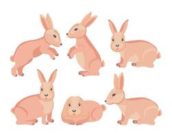 ensemble de mignonne Pâques lapins dans différent pose. animal illustration, vecteur