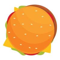 Haut vue Burger icône dessin animé vecteur. du boeuf fête vecteur