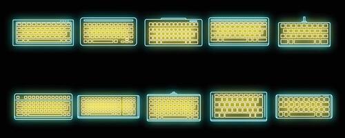 travail clavier Icônes ensemble vecteur néon