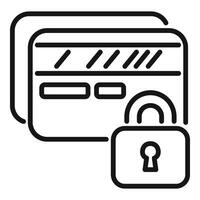 crédit carte fermer à clé icône contour vecteur. document protéger vecteur