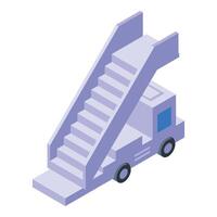 un camion escaliers avion icône isométrique vecteur. médical aviation vecteur