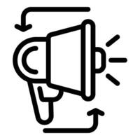 Nouveau plan mégaphone icône contour vecteur. forme courrier vecteur