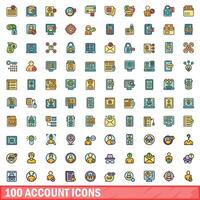 100 Compte Icônes ensemble, Couleur ligne style vecteur