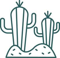 cactus ligne pente vert icône vecteur