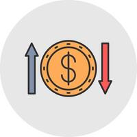 argent transfert ligne rempli lumière cercle icône vecteur