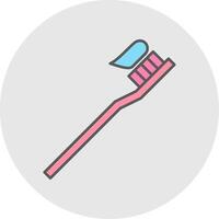 brosse à dents ligne rempli lumière cercle icône vecteur