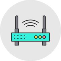 Wifi routeur ligne rempli lumière cercle icône vecteur