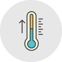 thermomètre ligne rempli lumière cercle icône vecteur