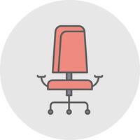 Bureau chaise ligne rempli lumière cercle icône vecteur
