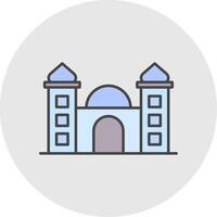 mosquée ligne rempli lumière cercle icône vecteur