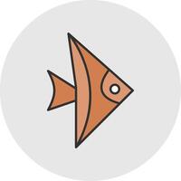 poisson ligne rempli lumière cercle icône vecteur
