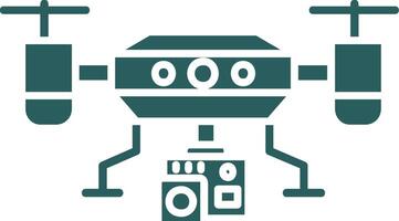 caméra drone glyphe pente vert icône vecteur