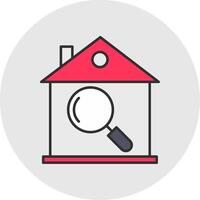 maison inspection ligne rempli lumière cercle icône vecteur