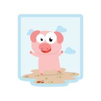 illustration de dessin animé animal cochon mignon vecteur