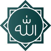 Allah glyphe pente vert icône vecteur
