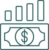 icône de gradient de ligne de croissance de l'argent vecteur