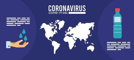 infographie du virus corona avec des méthodes de prévention vecteur